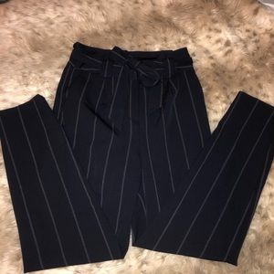 Navy pinstripe trousers